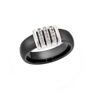 Product Δαχτυλίδι SENZA Black Ceramic Steel Crystals base image